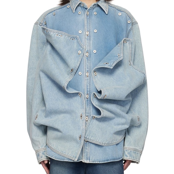 Y/Project Blue Denim Snap Off Shirt - Picture 1 of 11